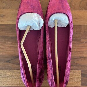 Toms Briella Burgundy Crushed Velvet Flat | Womens Size 10 (US)